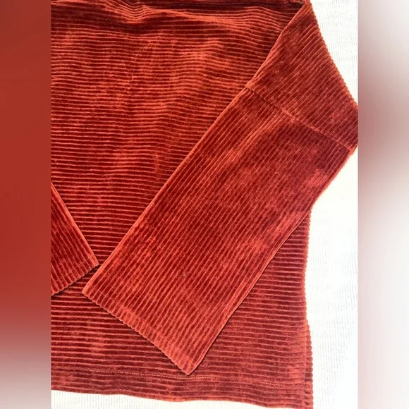 Madewell Texture & Thread Rust Corduroy Mock Neck Top Size S - Picture 7 of 8